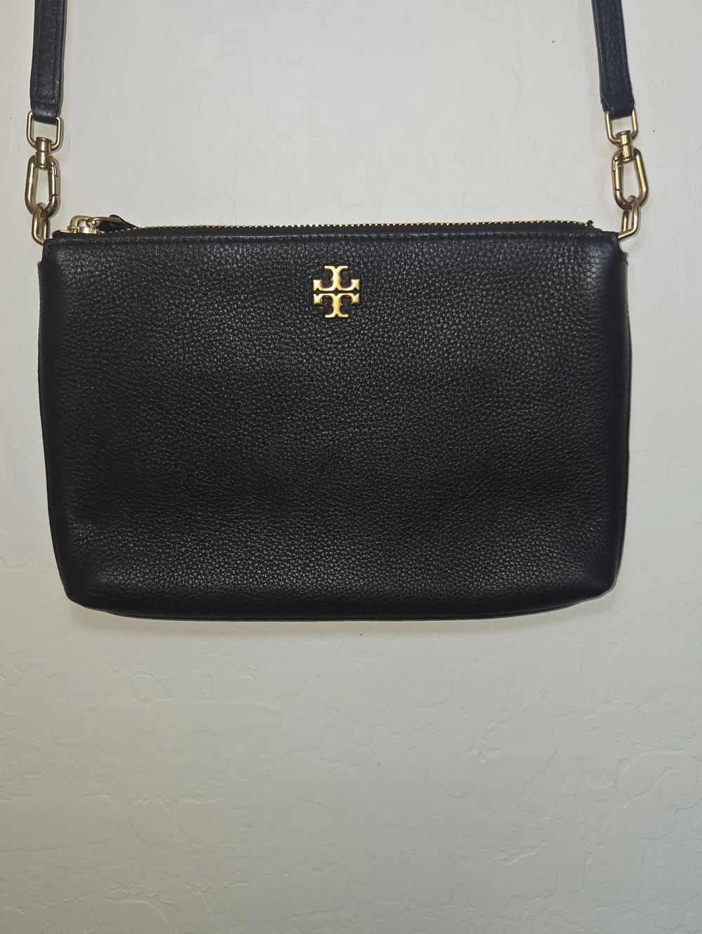 Tory Burch Small Kira Pebbled Leather Top-Zip Crossbody Bag Handbag Purse